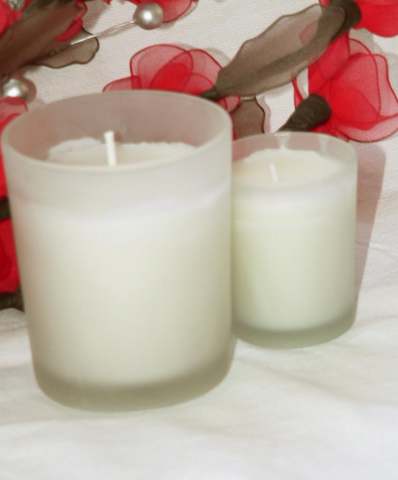LARGE White Votive in Froseted Glass - Vanilla Scent